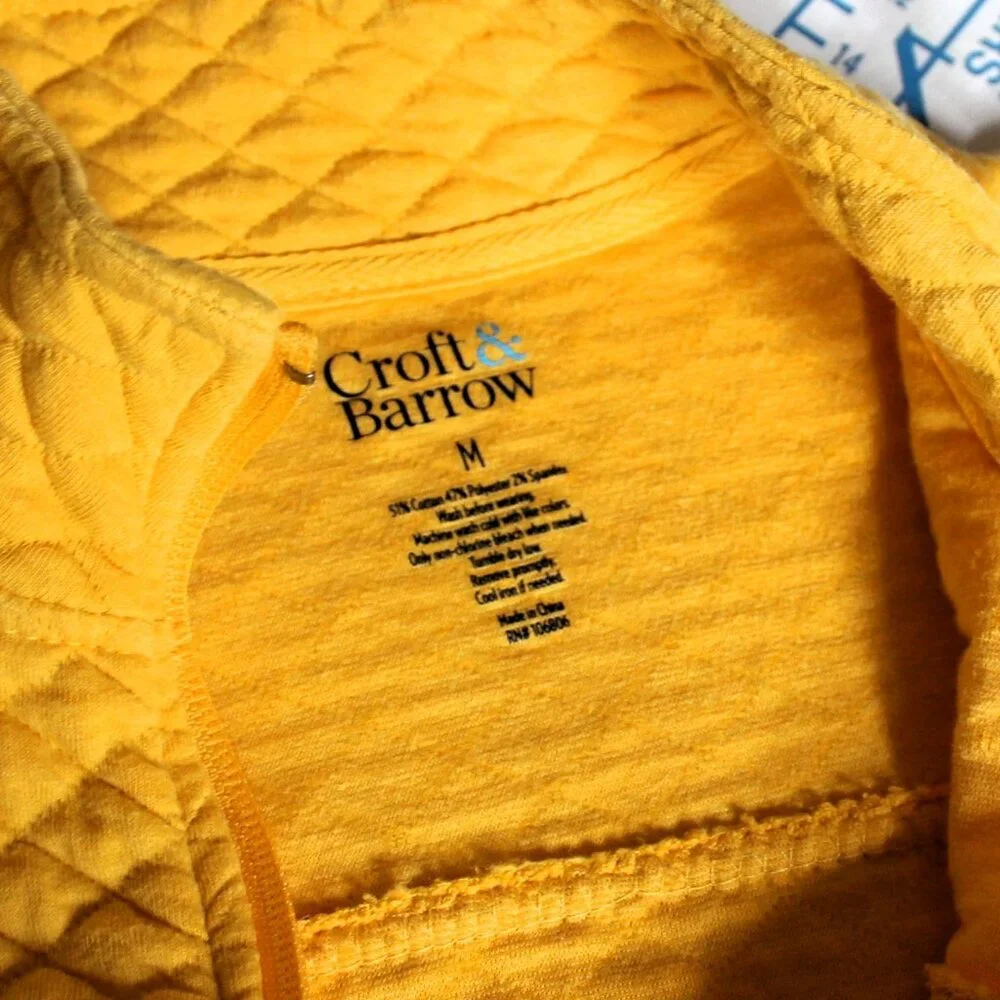 2/$10 Croft & Barrow Marigold Yellow Quilted Zip-Up Jacket, Medium